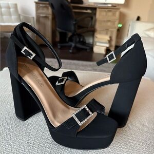 Chic Black Heels with Rhinestone Accents